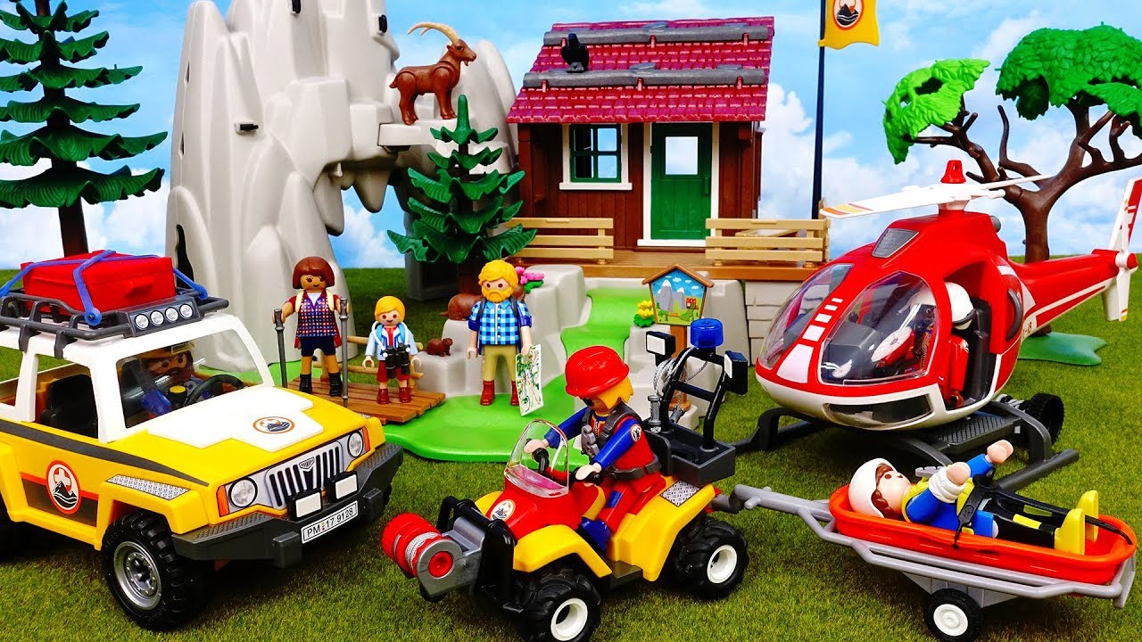 Emergency Patient~! Go Playmobil Mountain Rescue Quad Truck Helicopter - ToyMart TV