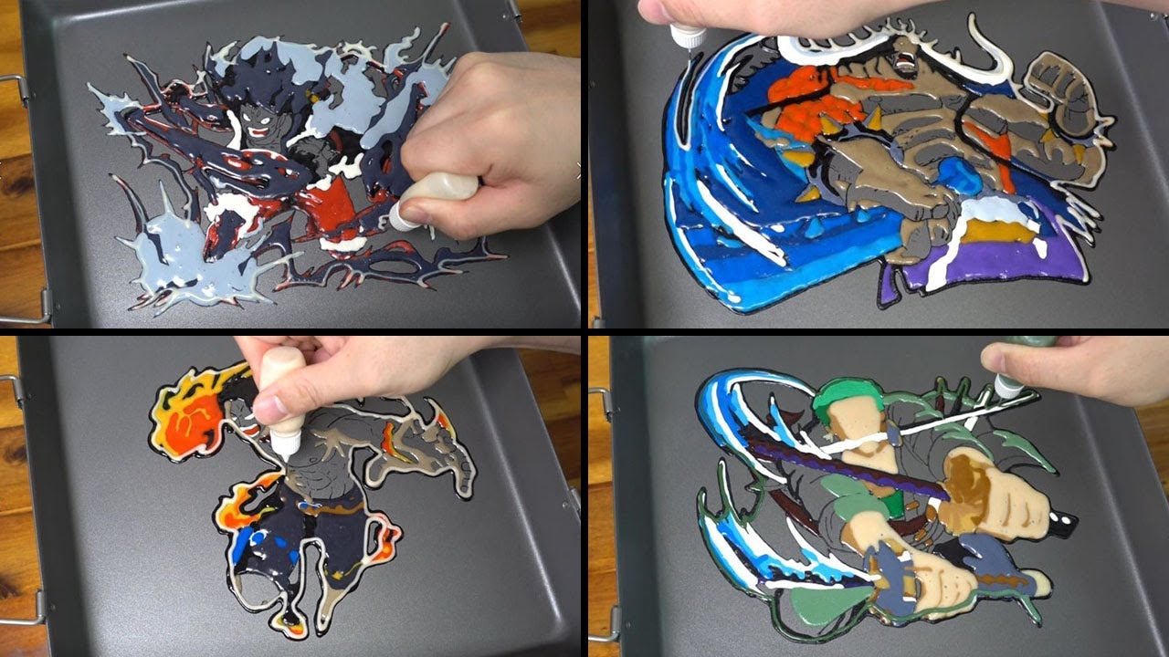 One Piece Pancake Art - Luffy gear 4 snakeman, Zoro, Kaido, Ace