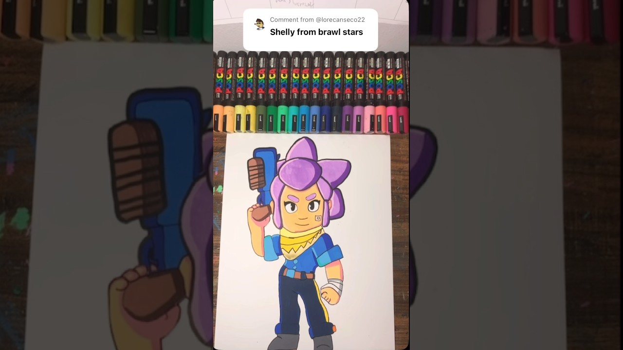 Drawing your Suggestions (Part 3) Shelly from Brawl Stars with Posca Markers 