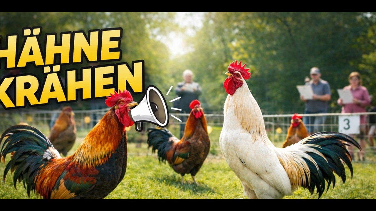 Hähne krähen Wettbewerb: Wer kräht am lautesten?