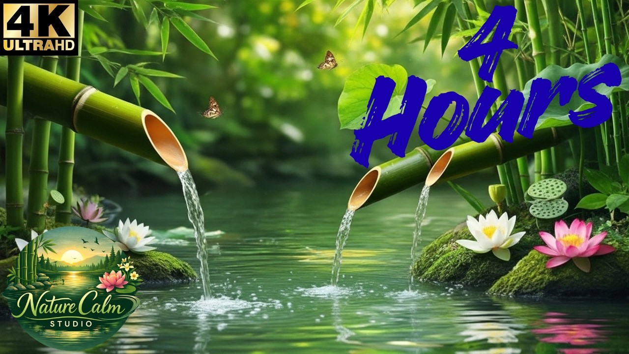 🌿 Zen Bamboo Waterfall | Relaxing Nature Scene for Peace, Sleep & Meditation