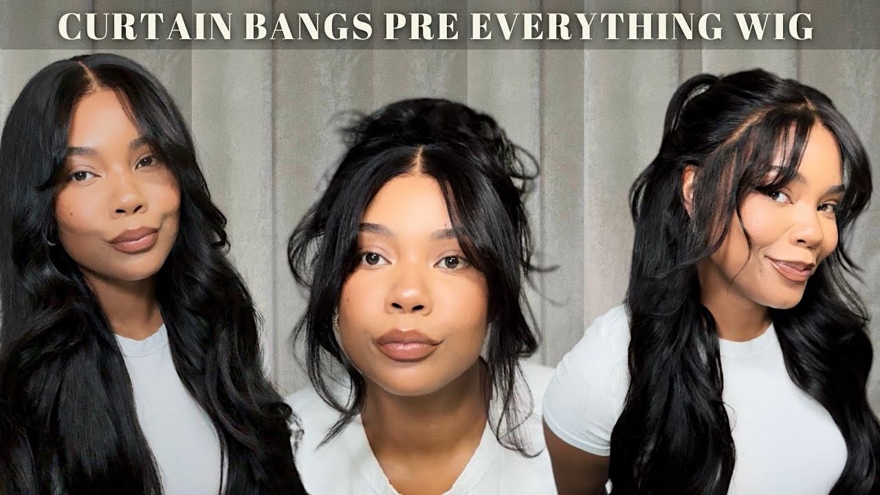 PRE-EVERYTHING CURTAIN BANG WIG! EFFORTLESS GLUELESS INSTALL FOR BEGINNERS + 3 STYLES | Nadula hair
