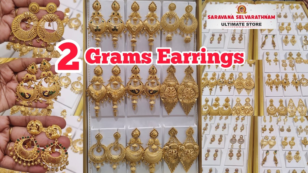 Saravana Selvarathnam Light Weight Earrings from 2 Grams to 5 Savaran Wedding Earrings