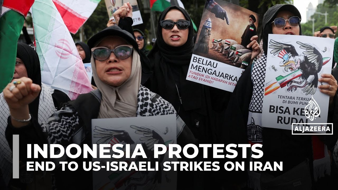 Hundreds in Indonesia’s Jakarta protest against US‑Israel strikes on Iran
