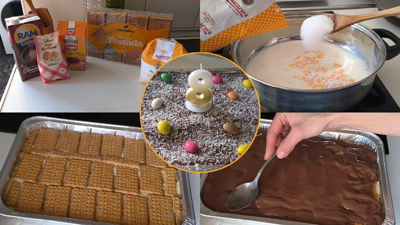 Tarta De Galletas Con Natillas y Chocolate / Receta Fácil y Rápida