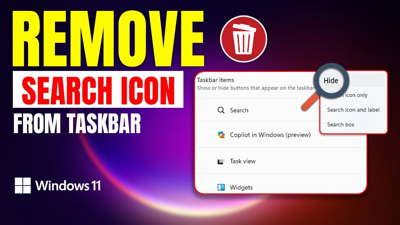 How To Remove Search Icon From The Taskbar On Windows 11 PC | Hide Search Icon In Windows 11