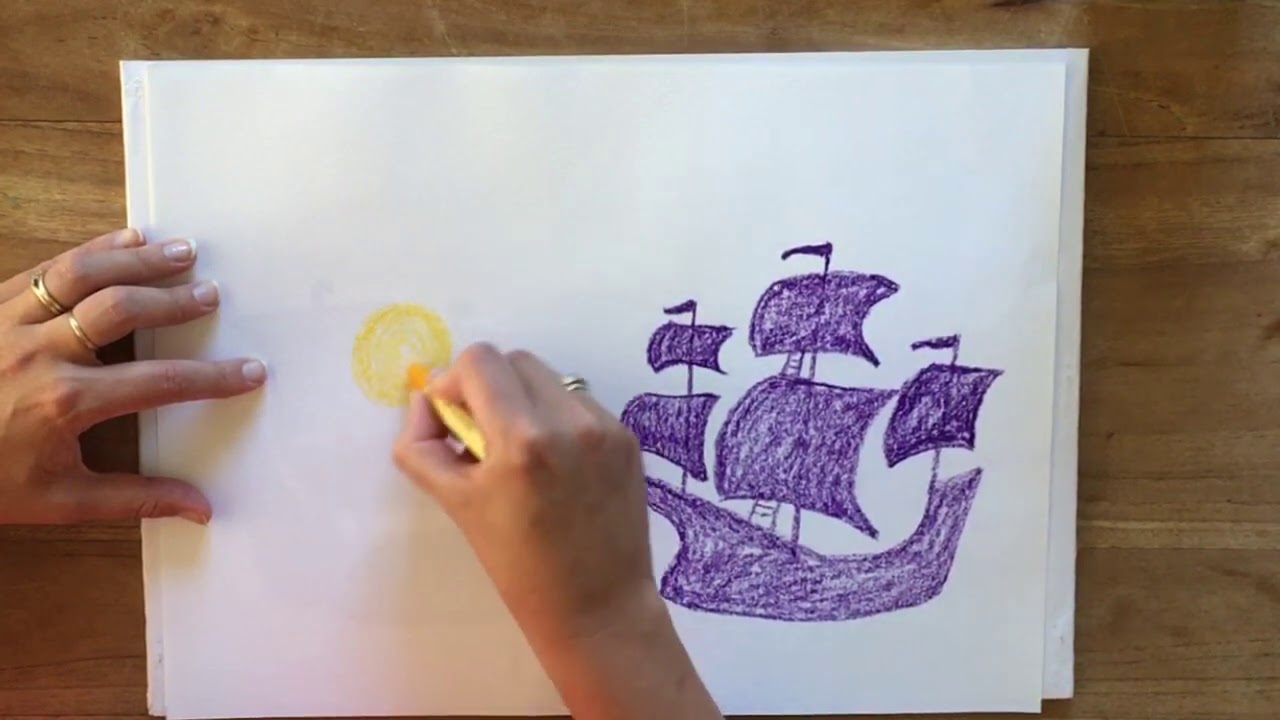 #8 Waldorf Drawing | Pirate ship | Tutorial Stockmar Wax Crayons | DIY Vrije School