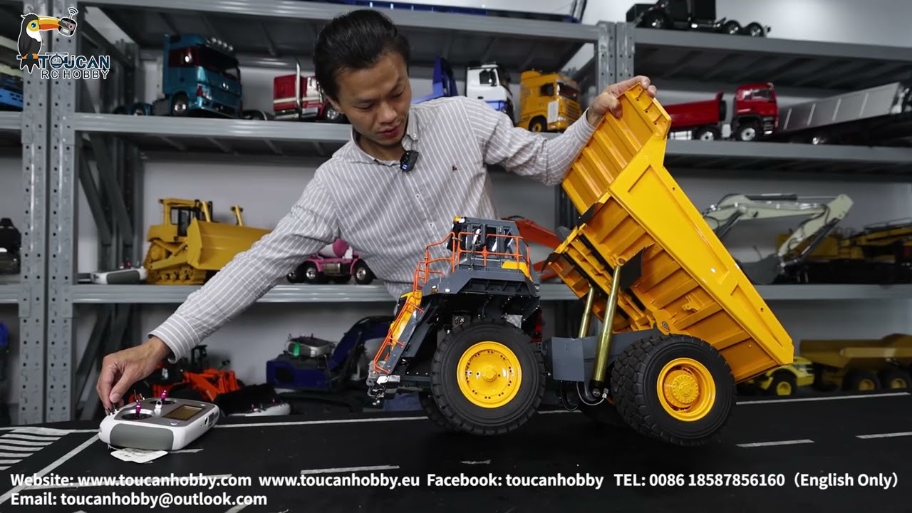 New assembled LESU 1/16 Aoue R100E Metal Hydraulic RC Mine Dumper Truck RTR PL18 W/ Lights sound.
