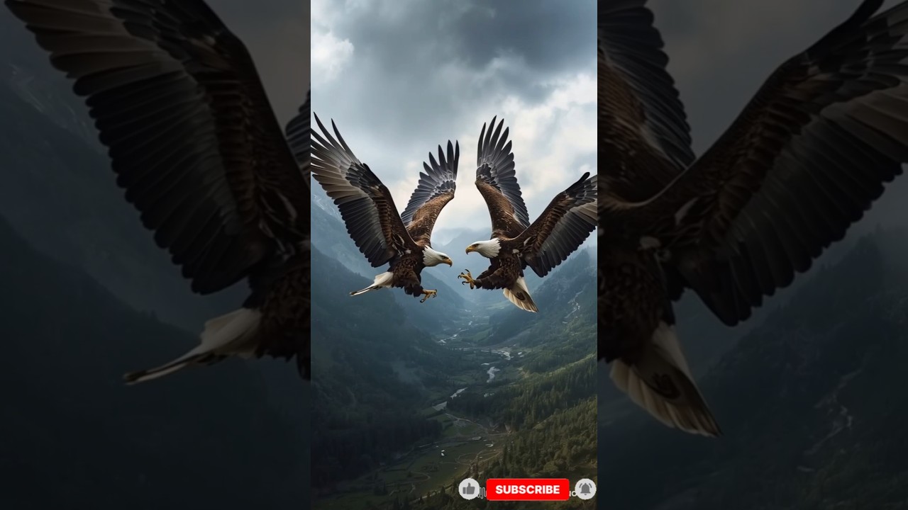 Epic Eagle Battle in the Sky | Realistic Mid-Air Combat Over Misty Forest Valley
