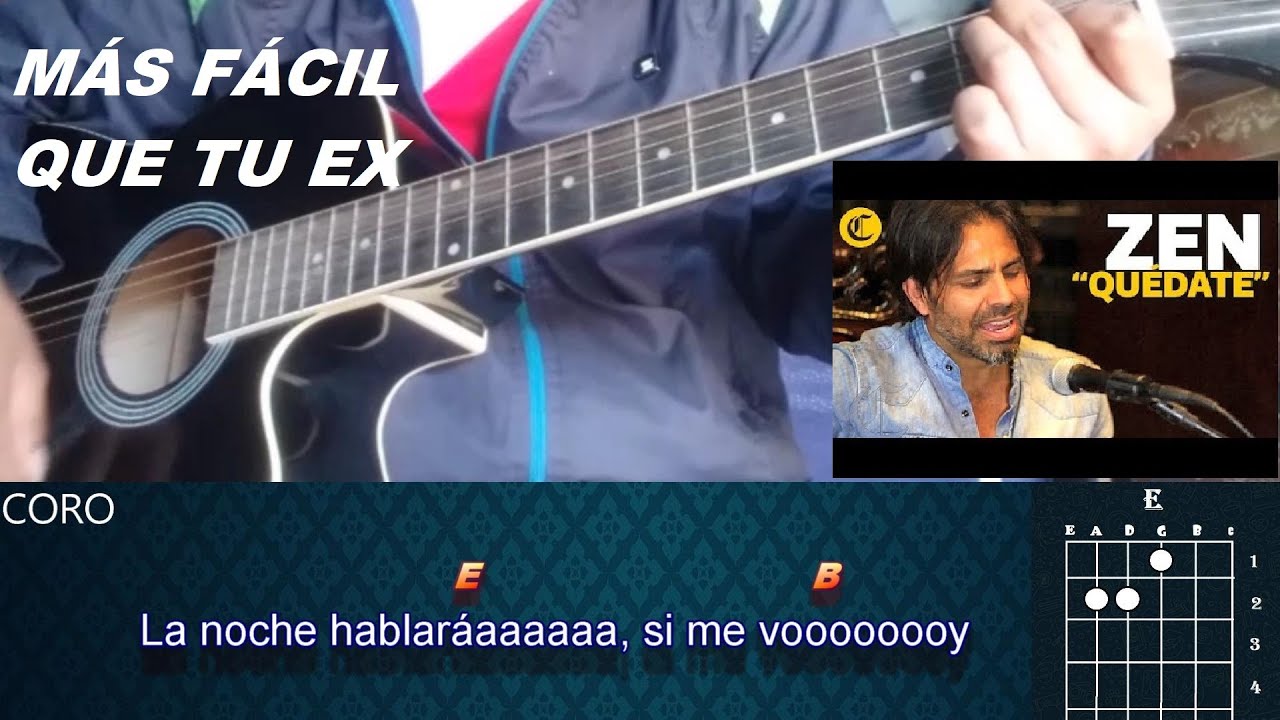 QUEDATE- ZEN (TUTORIAL EN GUITARRA)--MAS FÁCIL QUE TU EX
