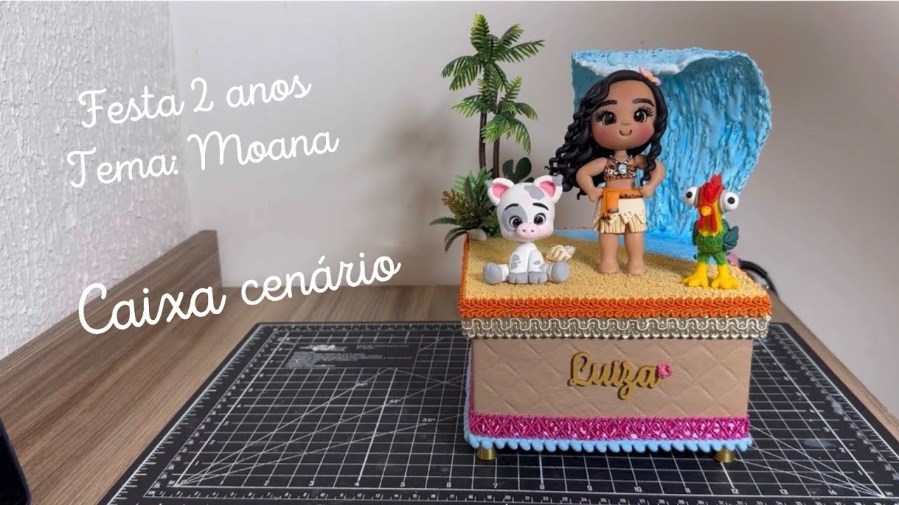 Fazendo Personalizado de Luxo da festa da Luiza, tema Moana - Caixa Cenário  