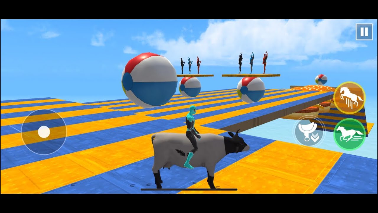 Long Sliding GTA Game Blue Spiderman and Batman Cow 🐄 