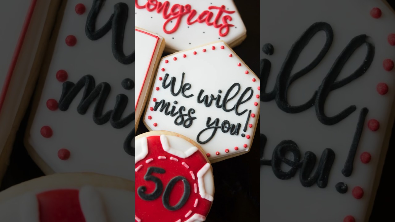&ldquo;We will miss you&rdquo; cookie decorated with royal icing from retirement set #relaxingvideo #cookies