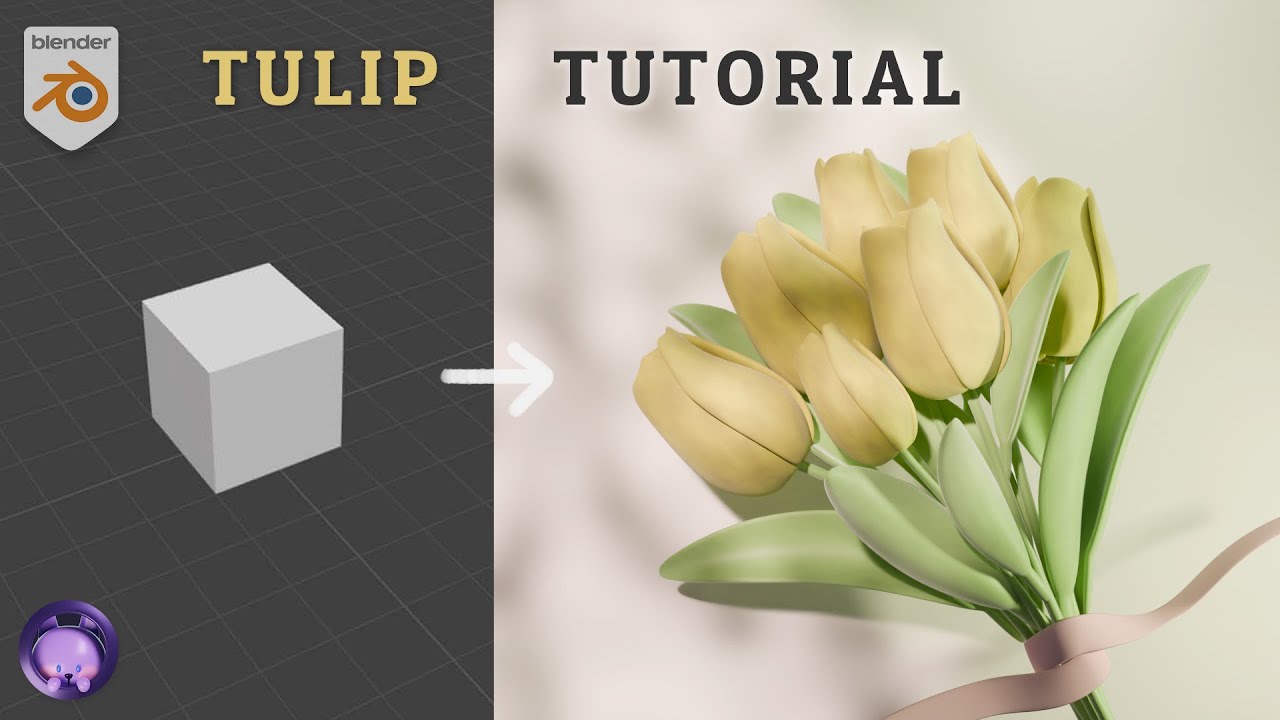 [블렌더 기초 강좌] 노란 튤립 모델링 + 실제 사진같은 빛과 그림자 표현 + 잡담 | 코드모드