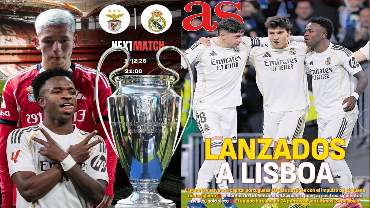Vinijr ! Jounal As fe gwo anonse pou rankont real madrid vs Benfica nan kad 1/6 de lig dè chanpyon