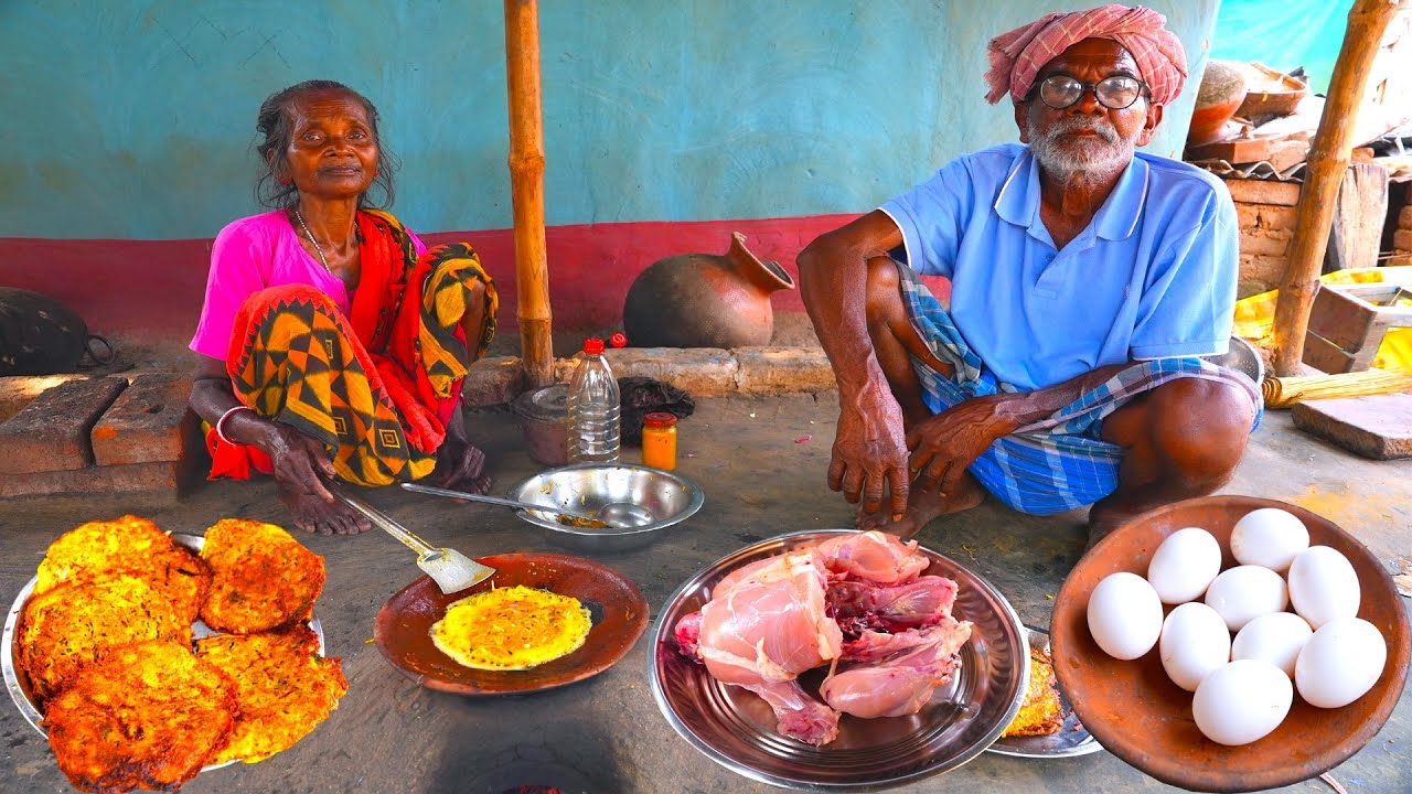 CHICKEN OMELETTE | very tasty egg chicken omelette recipe by our grandfather & grandmother |