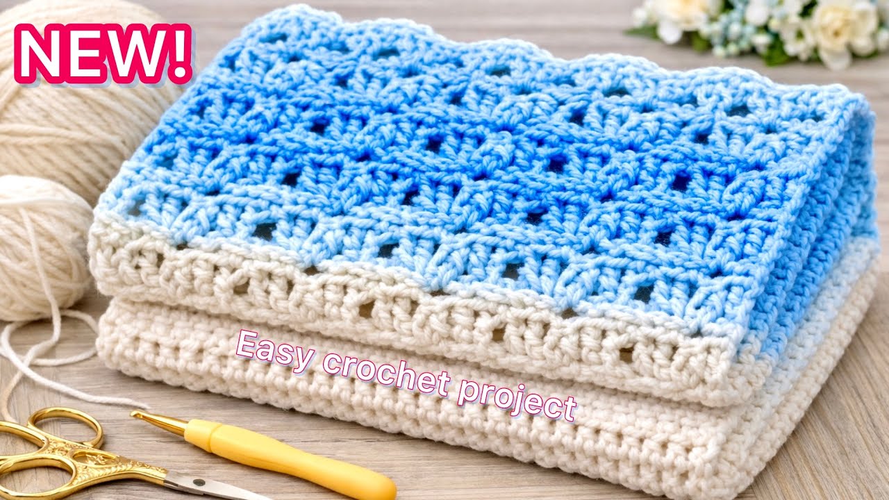 Easy Crochet Stitch for Beginners 🧶 Beautiful Pattern for Baby Blankets, Shawls & More