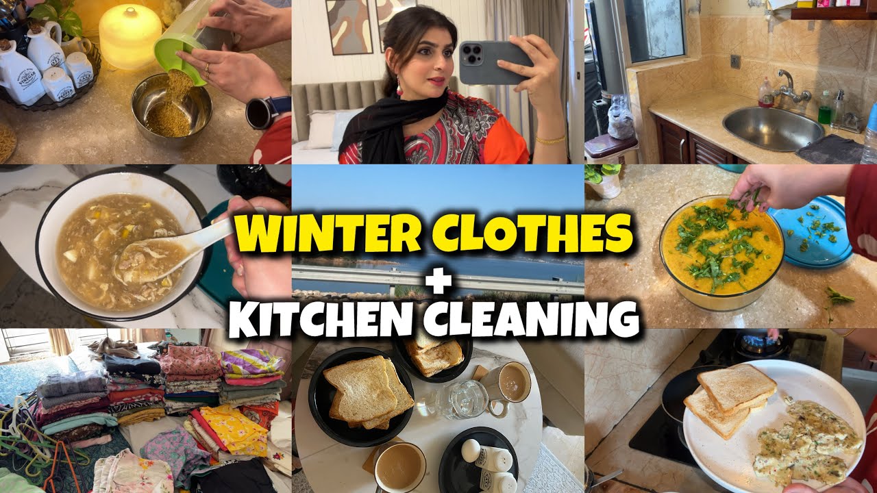 KITCHEN CLEANING 🧼 | WINTER SPECIAL SOUP 🥣 Apny sardiyon ky kapry bhi nikal liye