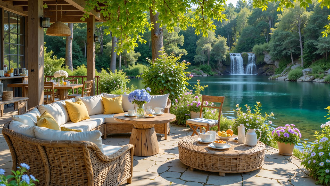 Relaxing Morning Cabin Piano with Waterfall Views 🌿 Tranquil Piano for Stress Relief, Work