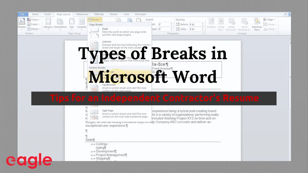 MS Word Tip: Different Types of Breaks to Use While Formatting Your Resume