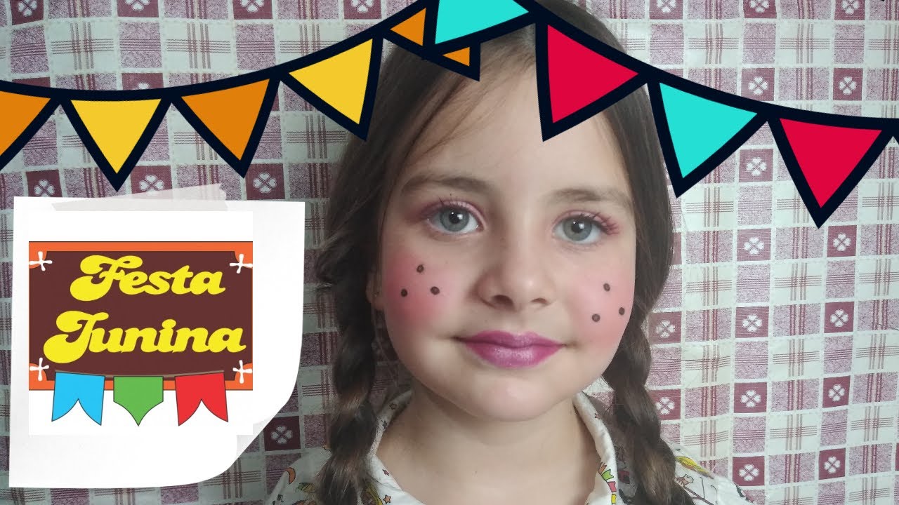 MAQUIAGEM DE FESTA JUNINA (SÃO JOÃO) PARA CRIANÇAS.  MAKEUP FOR CHILDREN.
