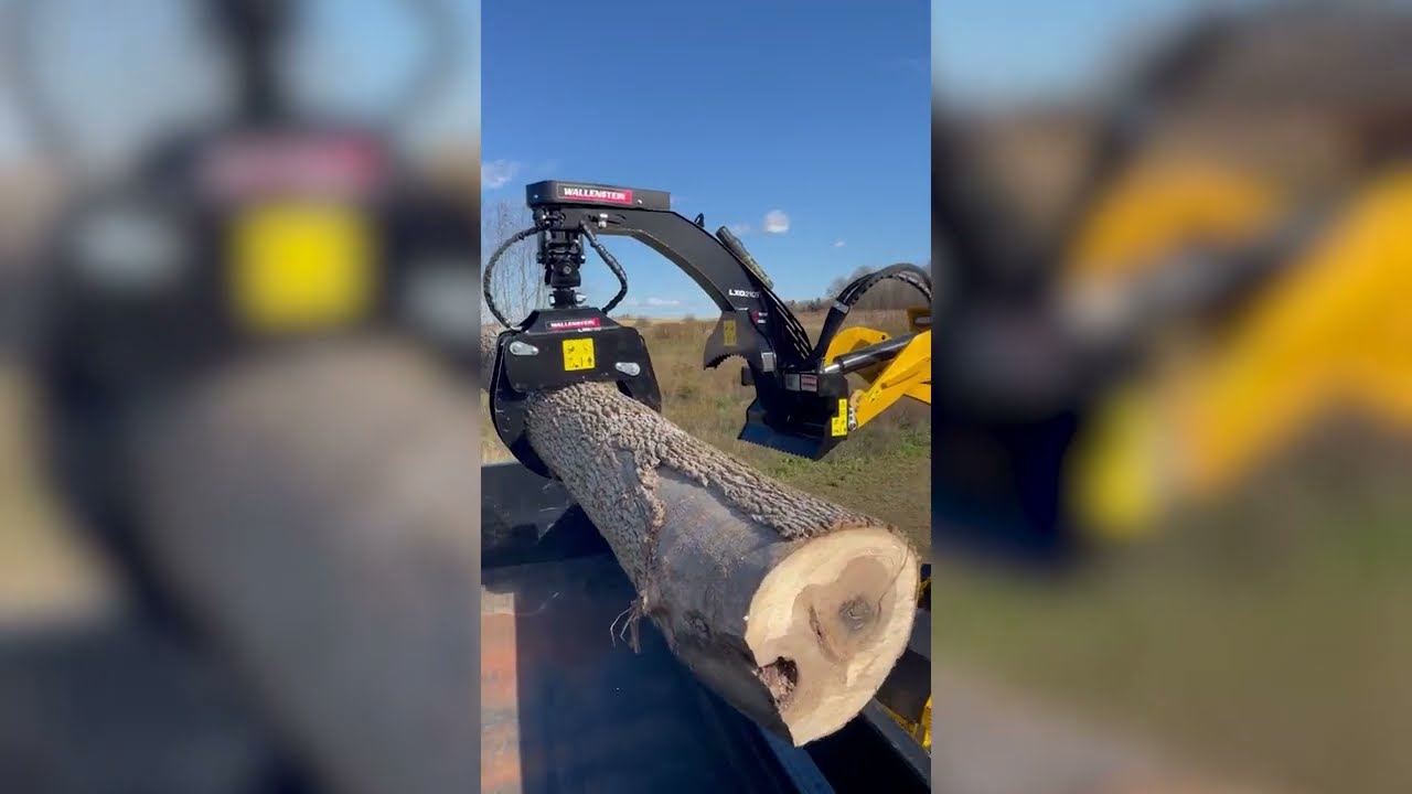 Customer In Action - Wallenstein Log Grapple & Log Splitterfor Baumalight Mini Skidsteers