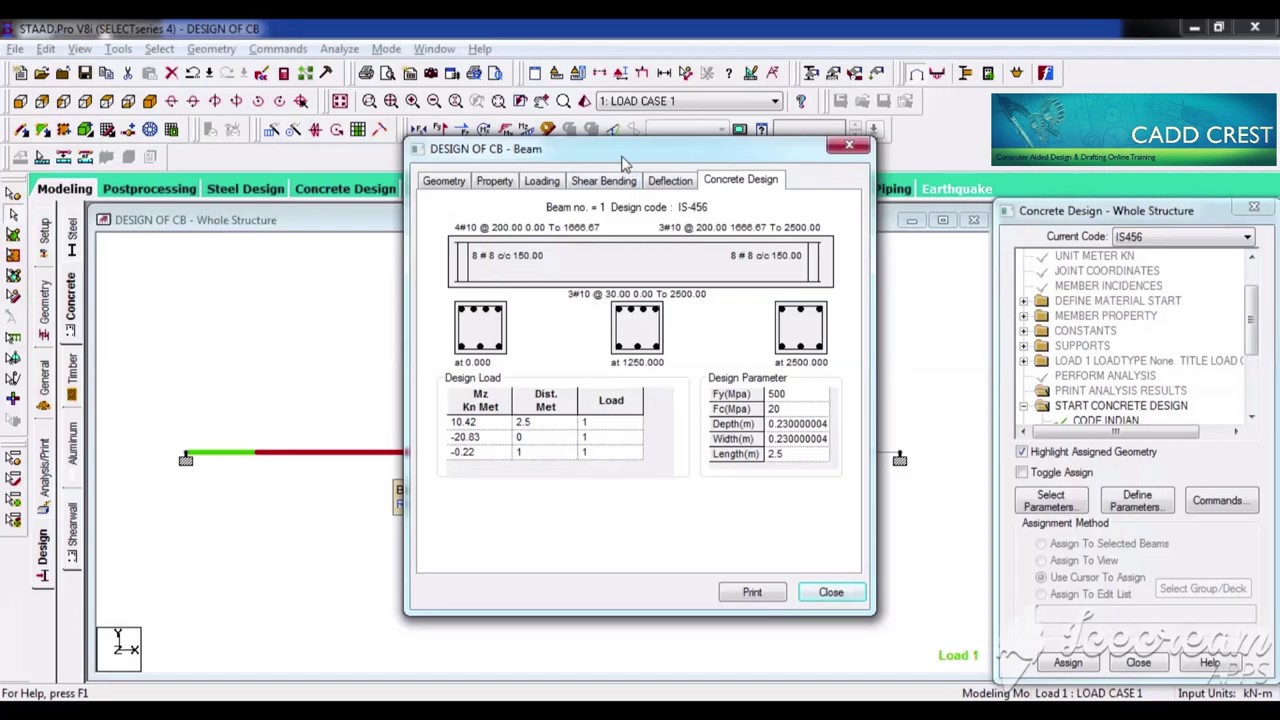 తెలుగు || STAADPRO DESIGN OF CONTINUOUS BEAM || TELUGU || CADDCREST