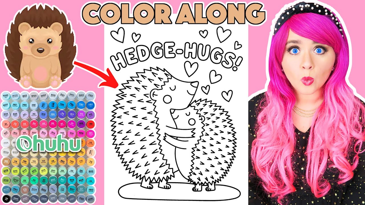 Color Cute Hedgehogs Hugs With Me | COLOR ALONG WITH KIMMI