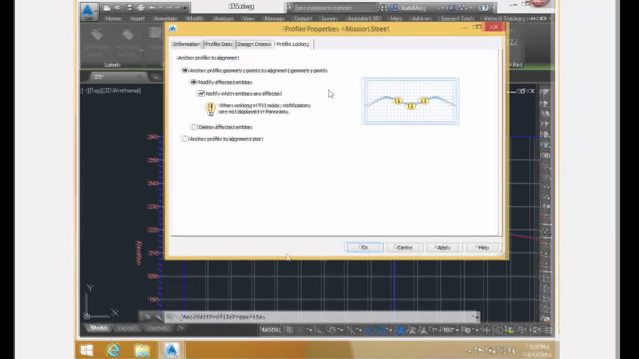 Civil 3D 2015: Locking a Profile to its Horizontal Alignment