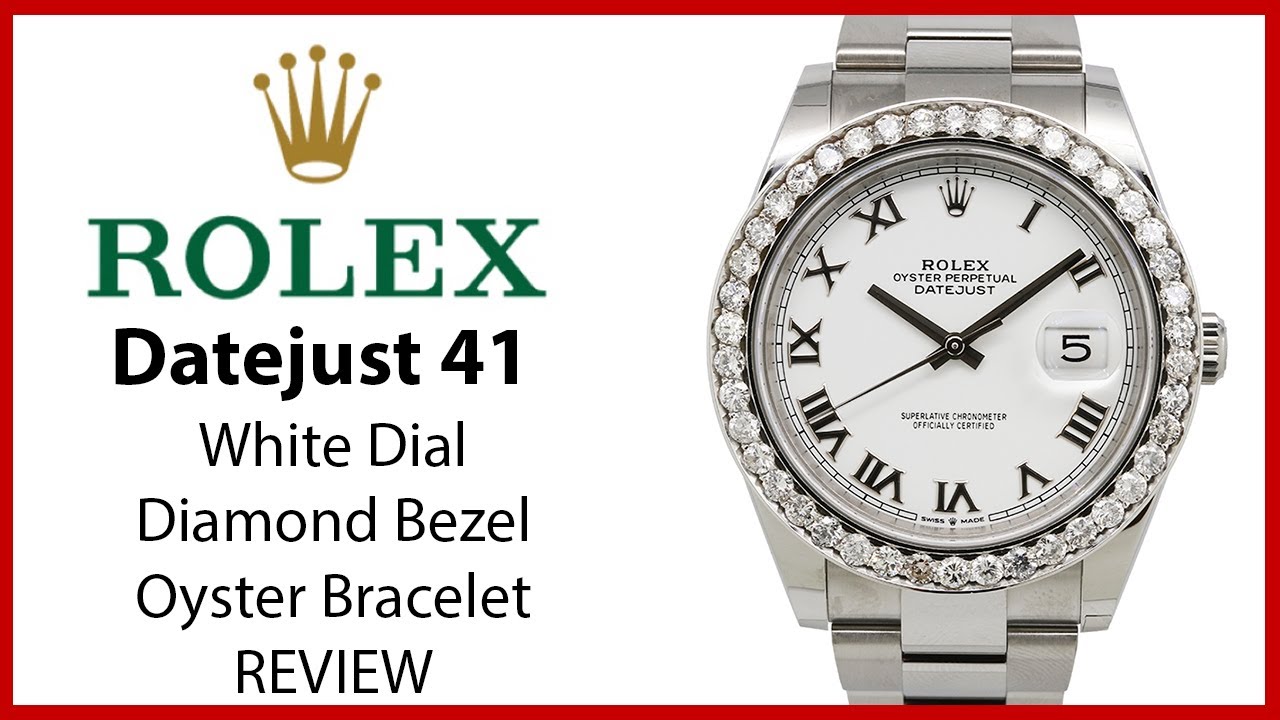 ▶Rolex Datejust 41 Stainless Steel White Roman Dial Diamond Bezel Oyster Bracelet - REVIEW 126300