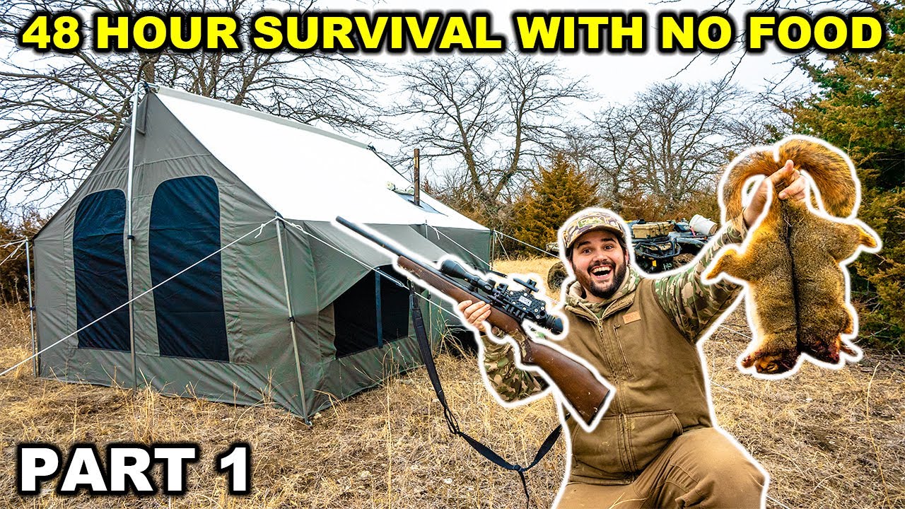 48 HOUR Winter SURVIVAL in the Woods with NO FOOD!!! (Ep. 1)