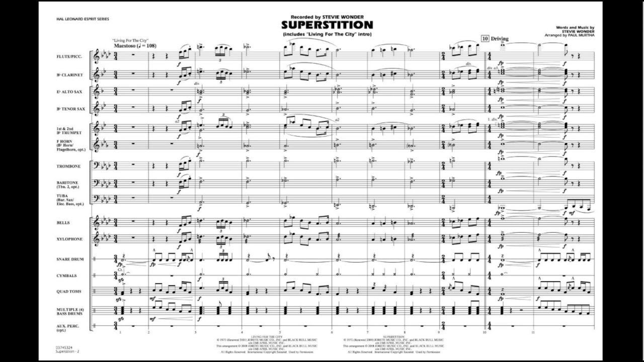Superstition by Stevie Wonder/arr. Paul Murtha