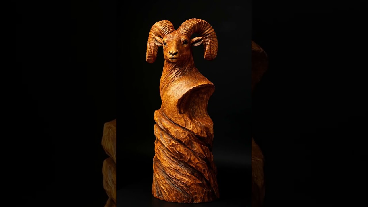 Majestic Ram Sculpture &ndash; A Masterpiece in Wood