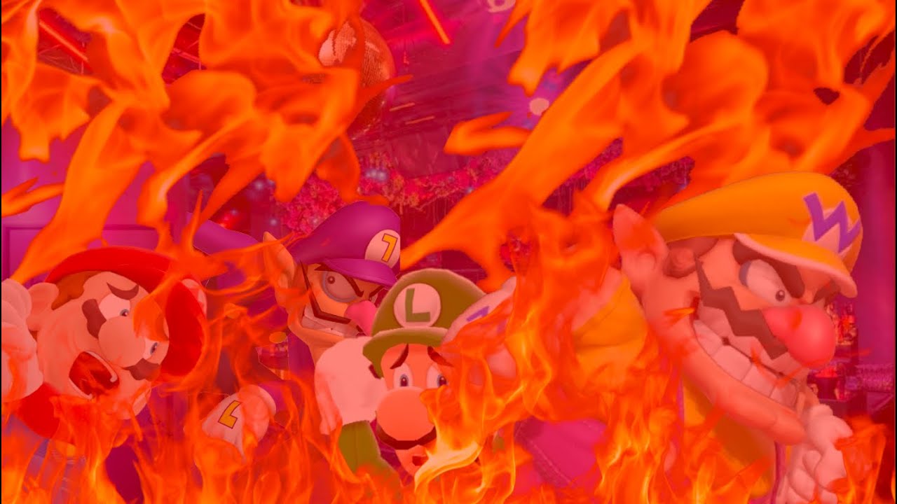 Mario and Waluigi die in a fire while Luigi gets Buried alive.mp4