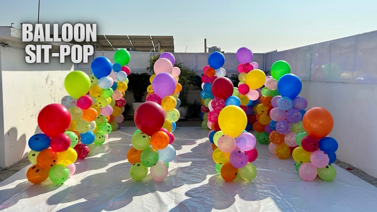 Printed Themed Balloons Popping With Sit-pop, Stomping and Hands!