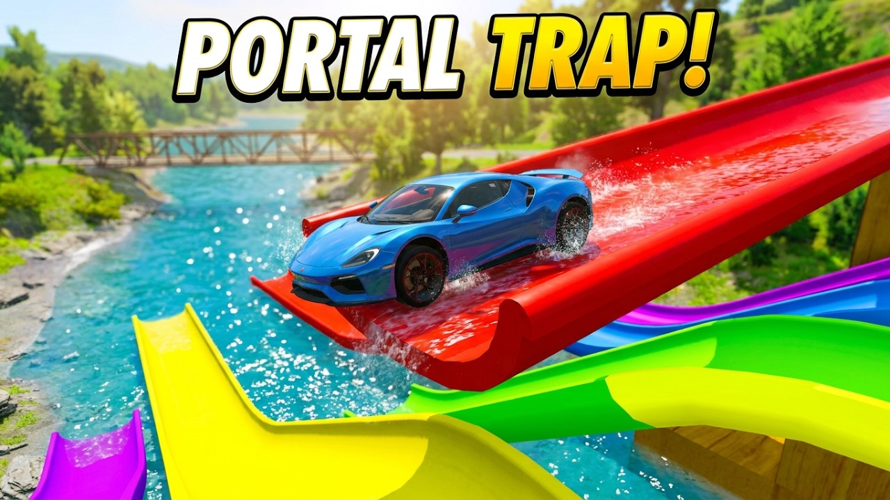 Funny Cars vs Slide Color and Portal Trap - BeamNG.Drive