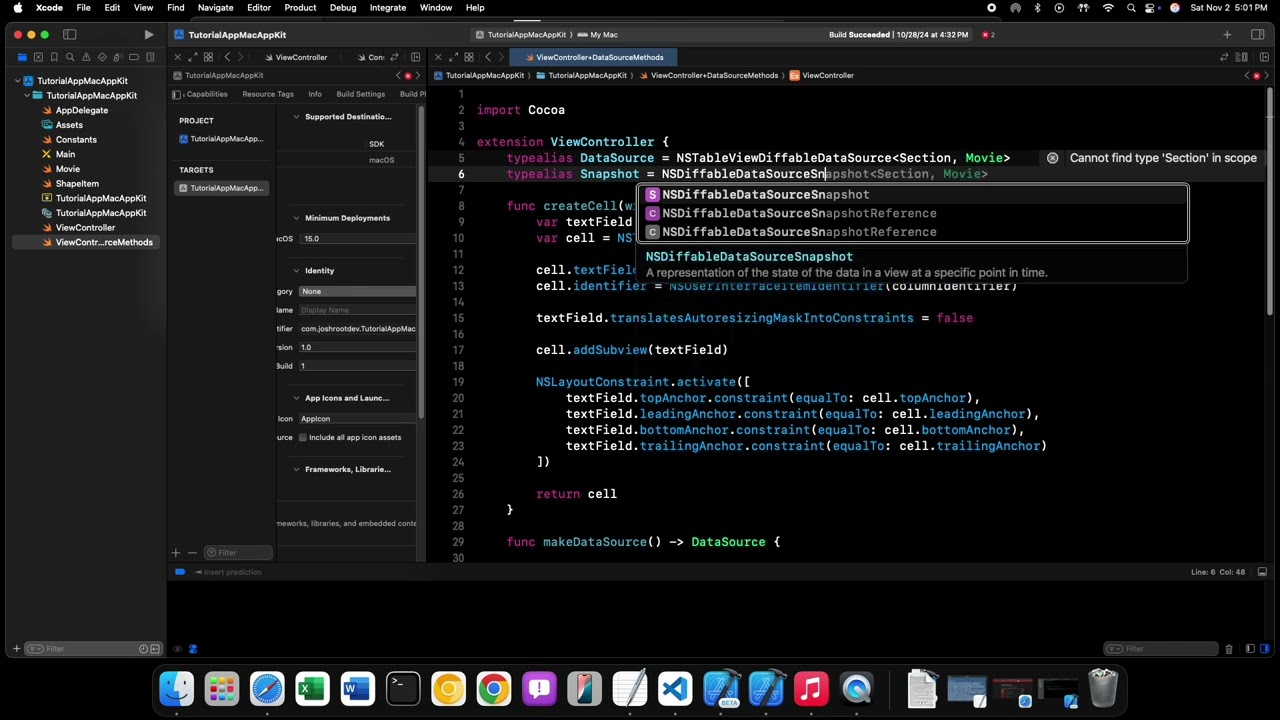 macOS Development with AppKit - 54 - NSTableViewDiffableDataSource