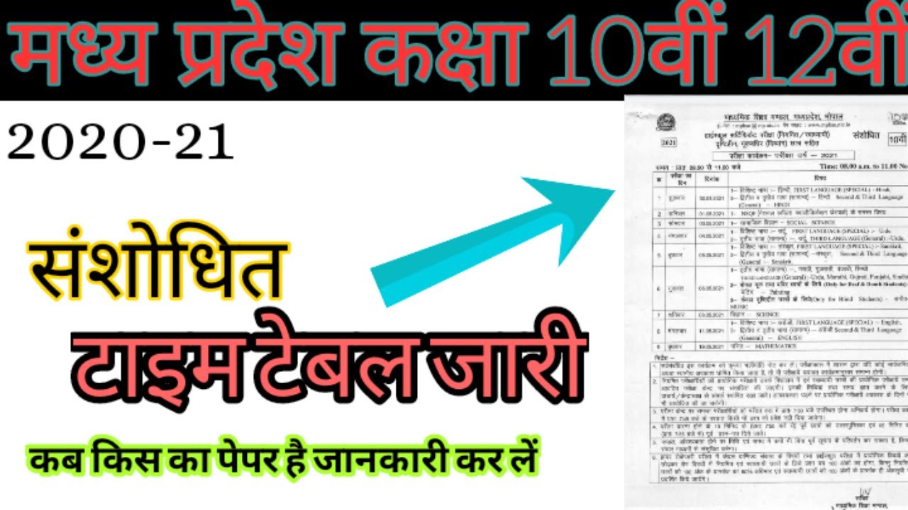 Mp board class 10th 12th Time table 2021 | Mpbse  high school exam time table | E4 EDUCATION
