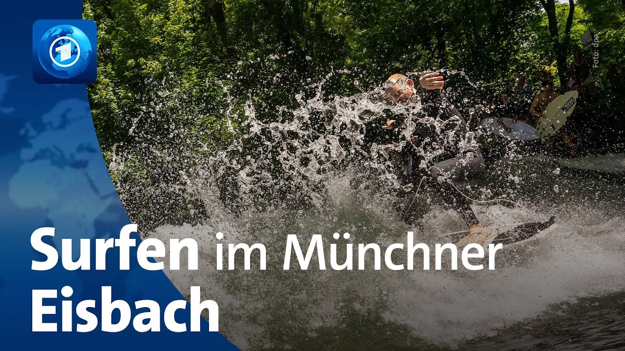 Surfen mitten in der Stadt: In der Eisbachwelle in München