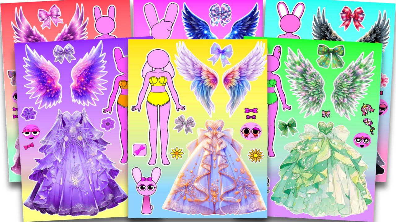 Sprunki PINKI Fairy Dress up Sticker Book 🎀 스프런키 핑키 요정 옷입히기 스티커북 DIY