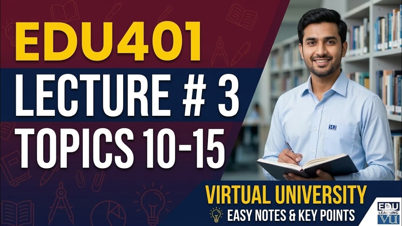 EDU401 Short Lecture 3 |Topic 10&ndash;15|Midterm Preparation Updated lectures #VU Masters