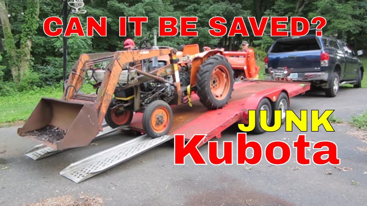 WILL IT RUN?  Thrashed Kubota Diesel Tractor