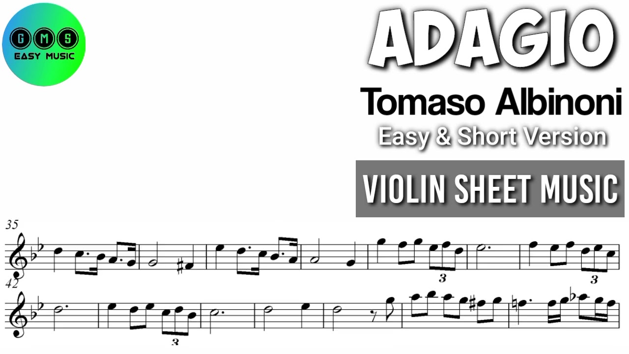 Karaoke || Adagio - Albinoni || Violin Sheet Music
