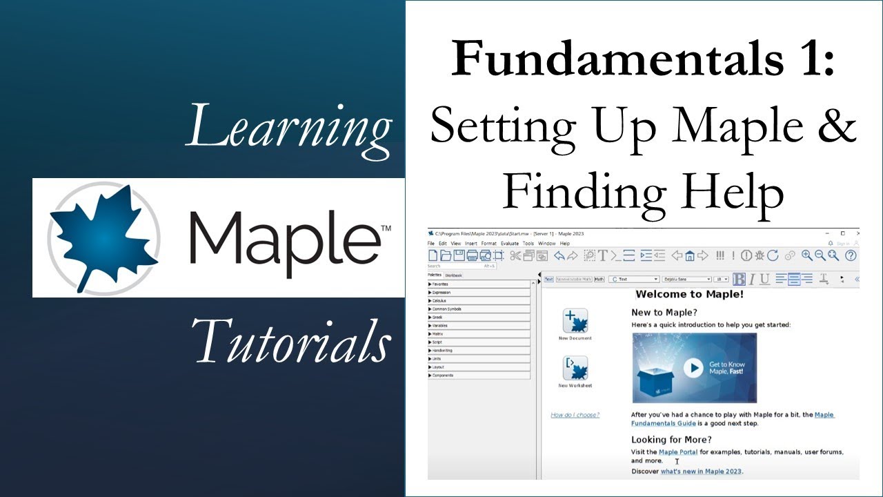 Learning Maple 1:  Setting Up Maple and Finding Help (Old interface)