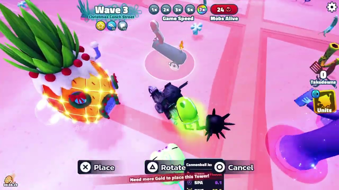 Playing challange mode in Spongebob tower defence