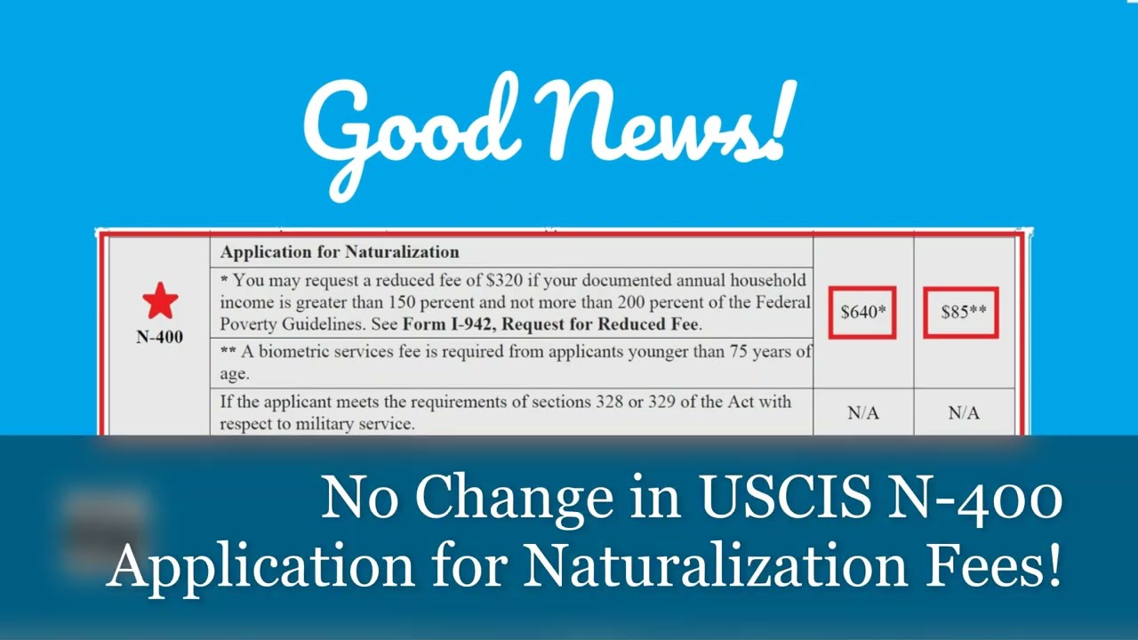 Good News!  No N-400 Fee Increase!