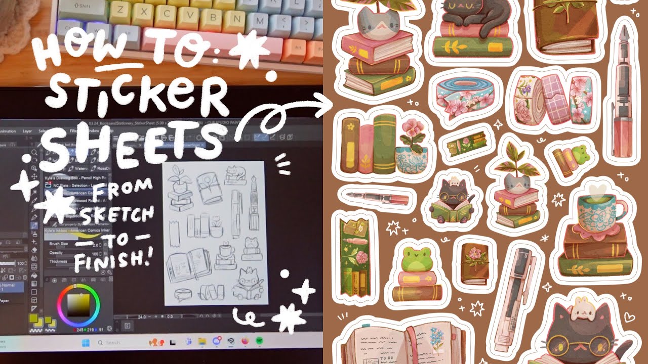 how i make sticker sheets ♡ clip studio paint & formatting for outsourcing sticker tutorial