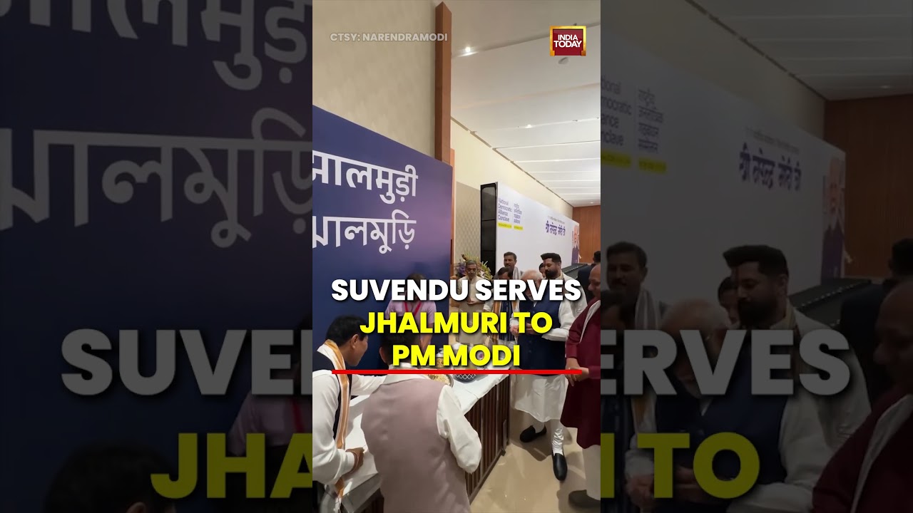 Jhalmuri Moment Steals NDA Meet | Suvendu Adhikari Serves PM Modi in Light Interaction #jhalmuri