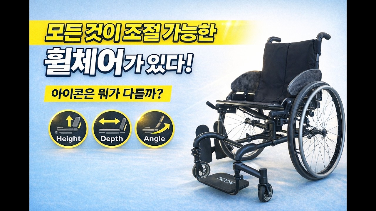 모든 것이 조절 가능한 독특한 휠체어 아이콘 휠체어에 대해서 소개합니다