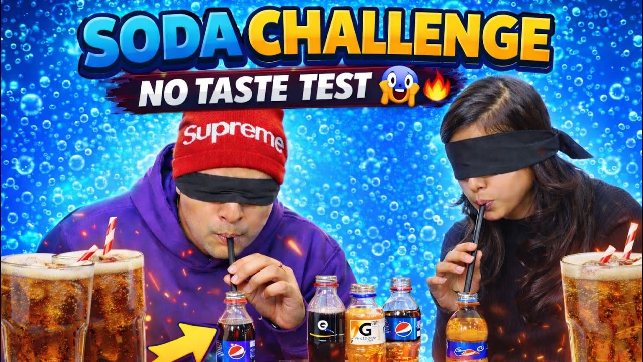 😎🥤Who Wins The Soda Challenge?Blind folded challenge🏆|#sodachallenge #viral #BlindfoldChallenge 
